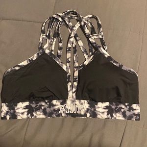 Black strappy PINK sports bra